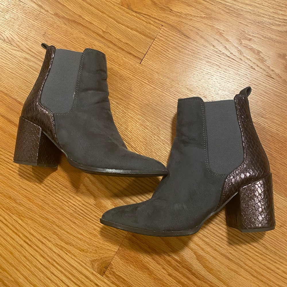 Snakeskin booties